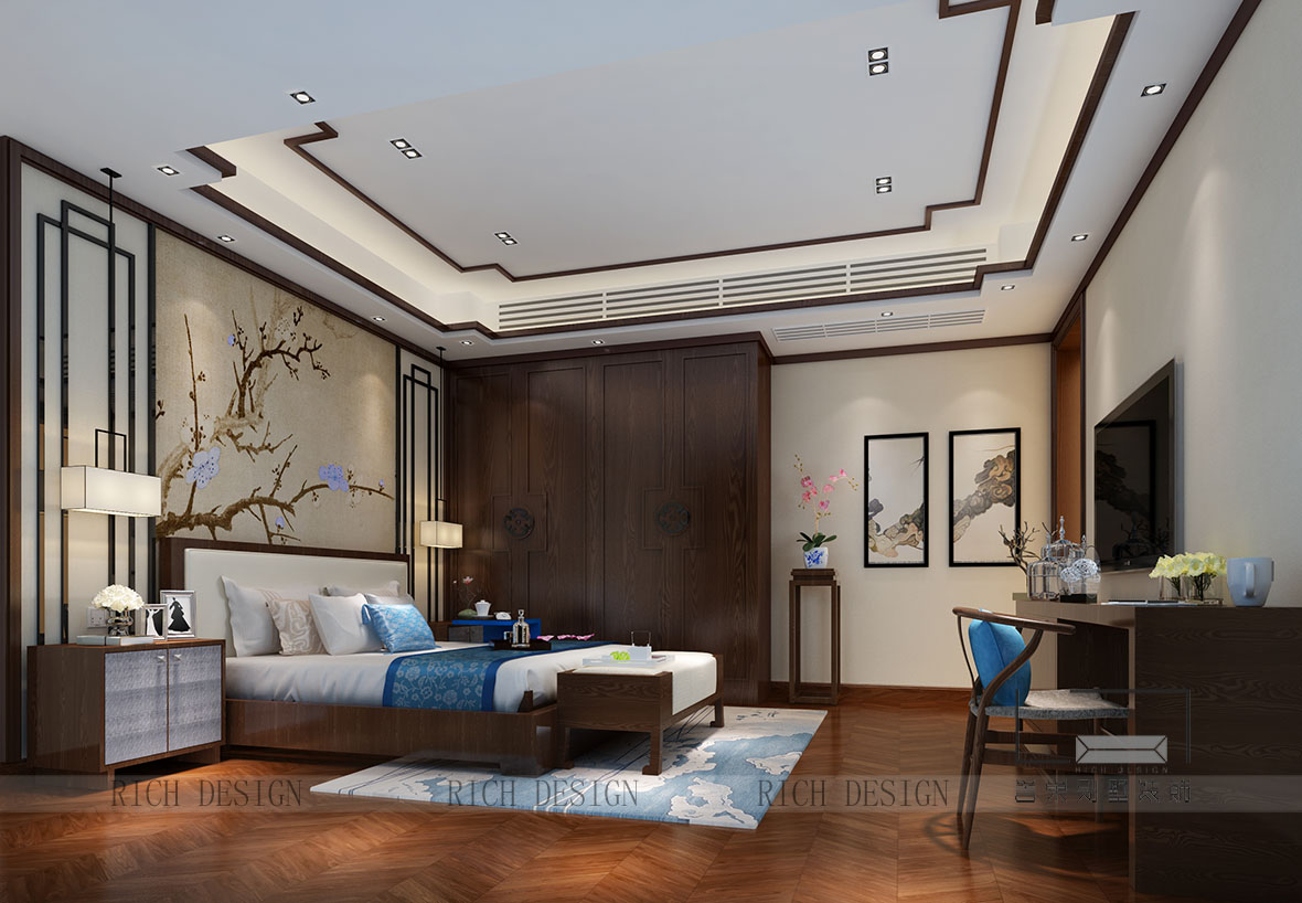 山語清暉別墅中式主臥裝修設計 山語清暉別墅中式主臥裝修設計欣賞圖