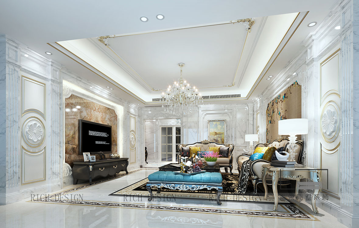 中洲一期1棟A01歐式大客廳裝修設計效果圖