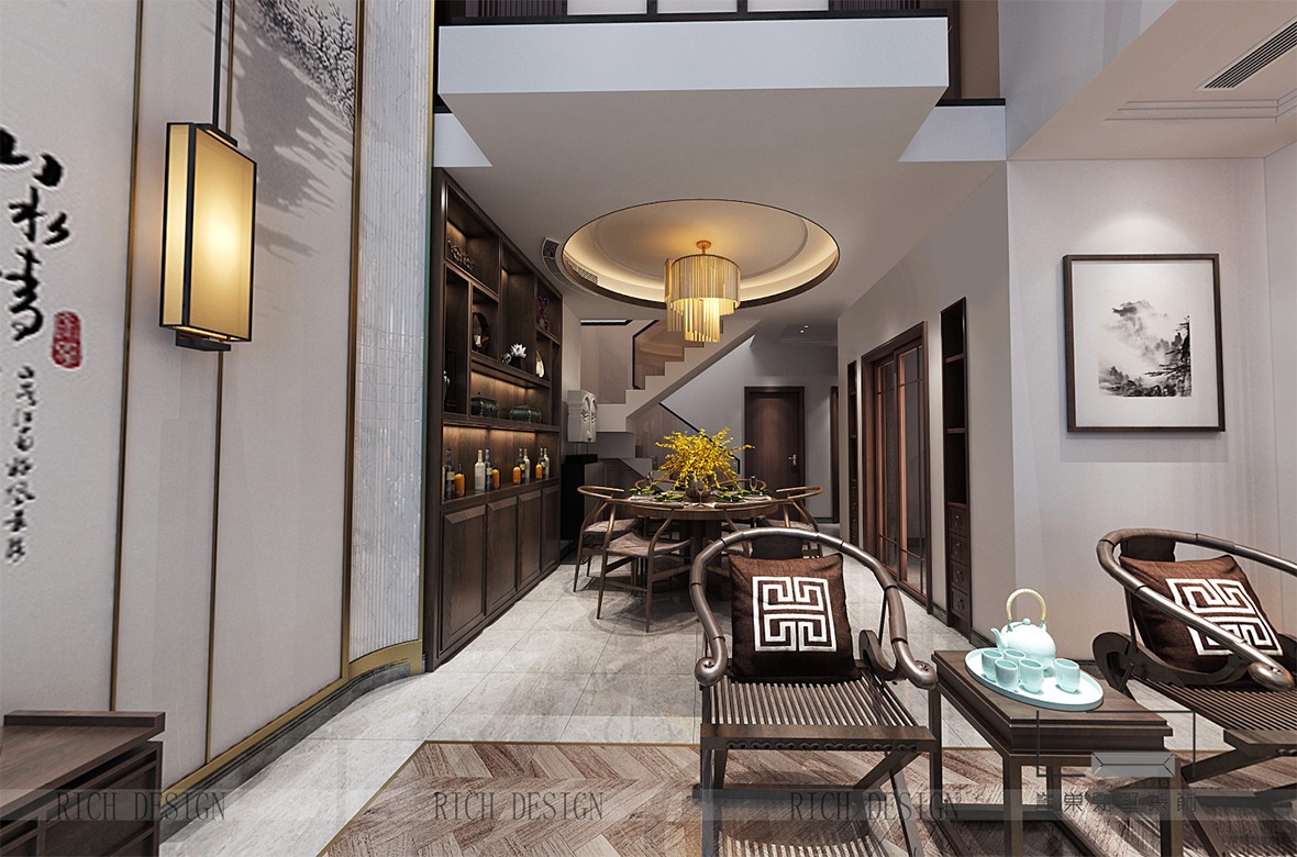 港鐵天頌A2棟3單元中式酒室裝修效果圖 港鐵天頌A2棟3單元中式酒室裝修效果圖