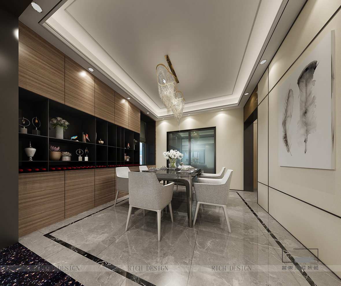 博林天瑞別墅餐廳裝修設計 博林天瑞別墅餐廳裝修設計角度效果圖