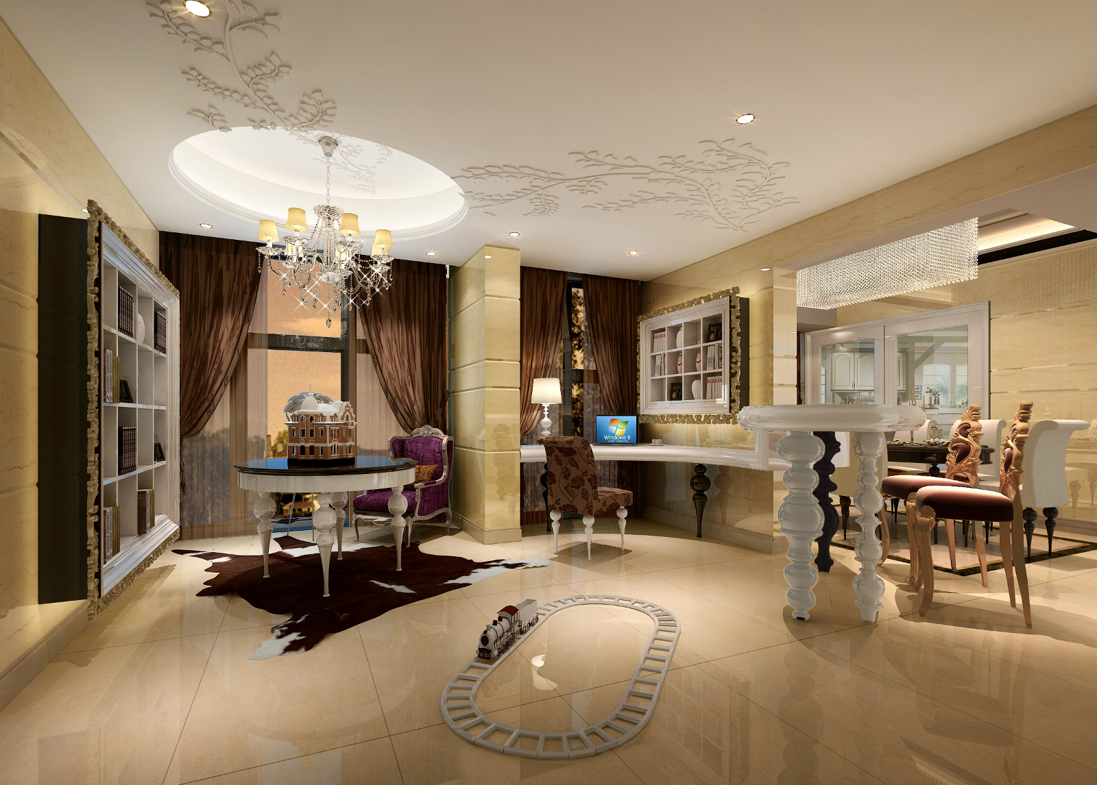 歐式書(shū)房裝飾效果圖 歐式書(shū)房裝飾效果圖