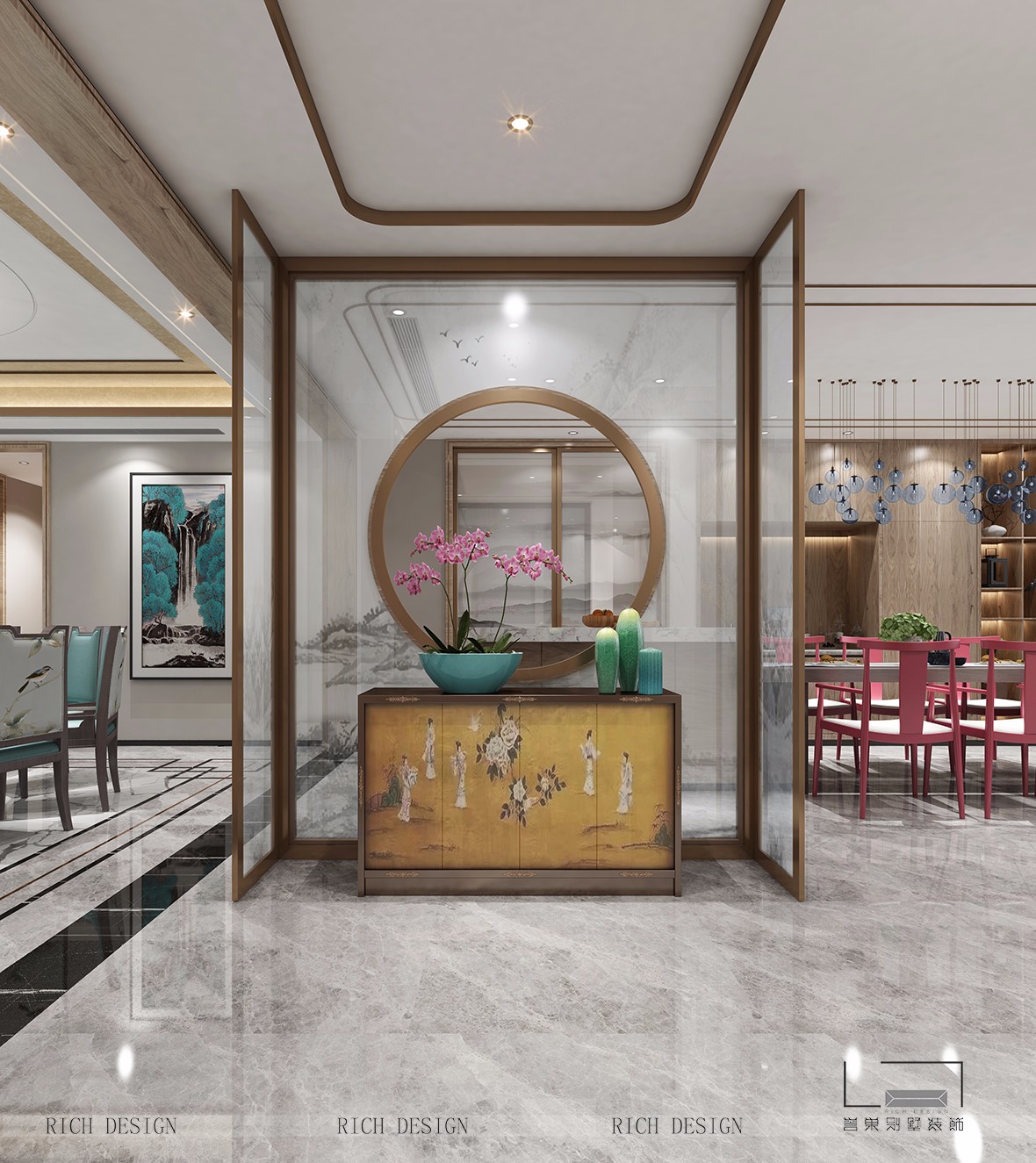 拾樂府中式入戶玄關裝飾效果圖