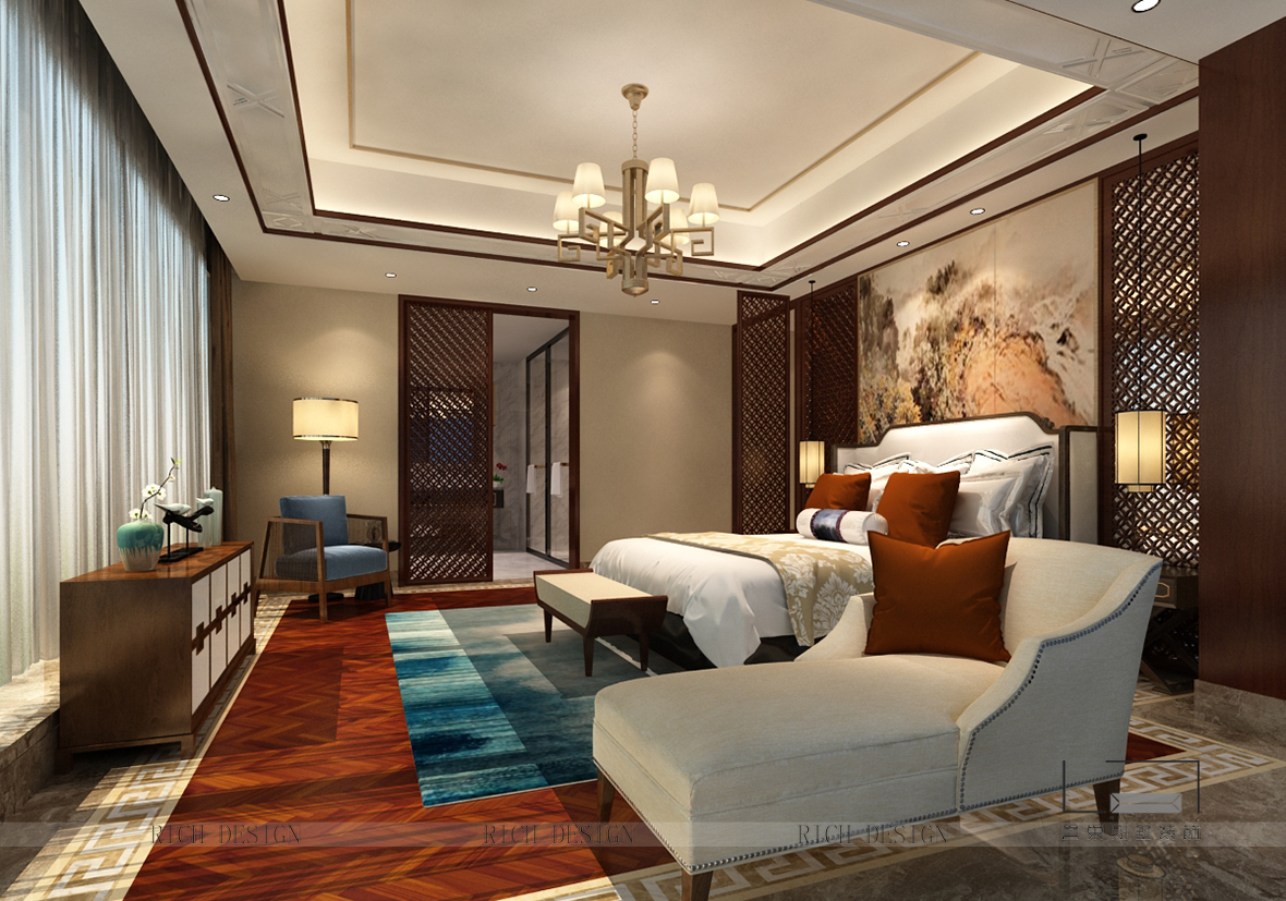 中式主臥裝飾設(shè)計效果圖