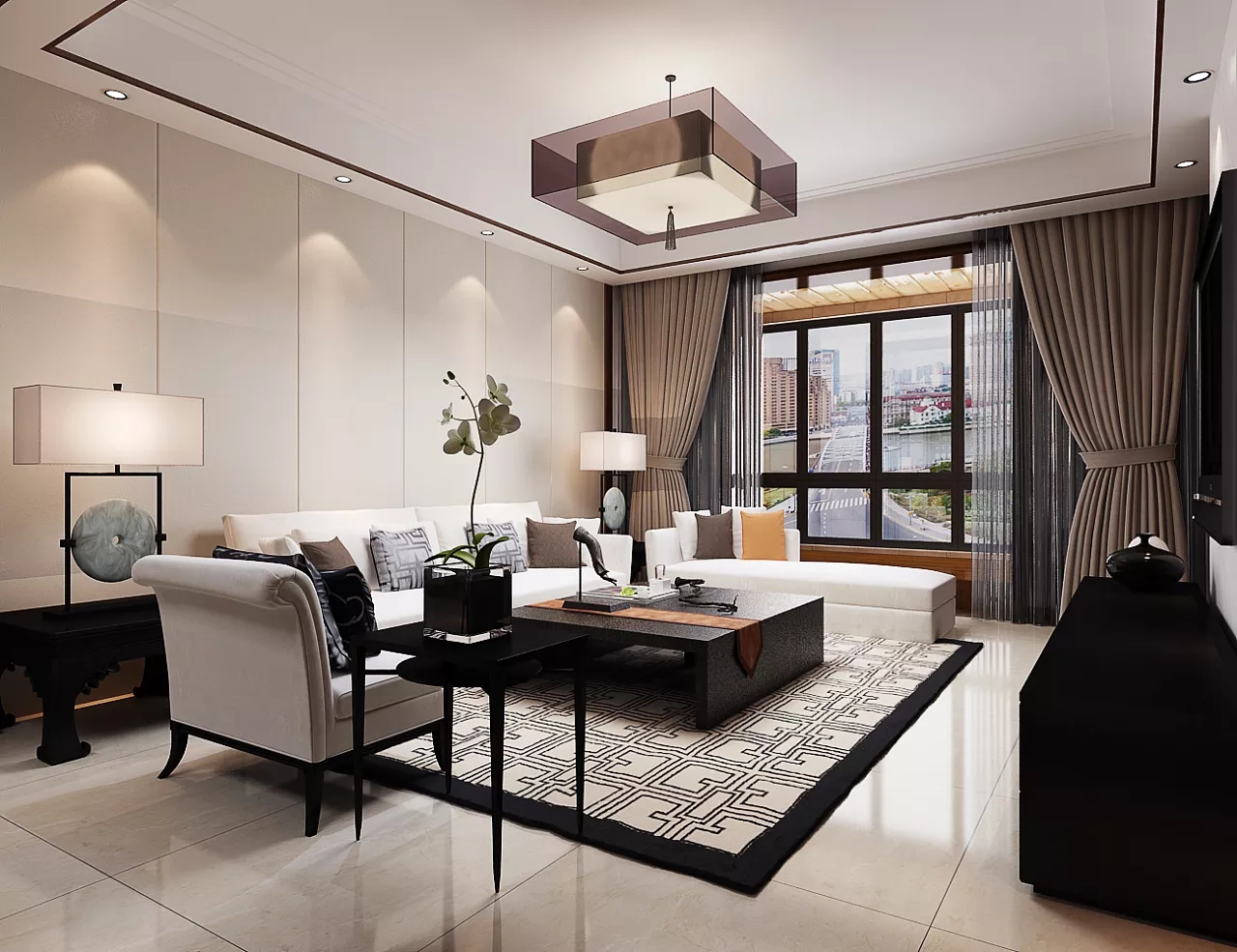 別墅裝修新中式風(fēng)格，沿襲著東方美感